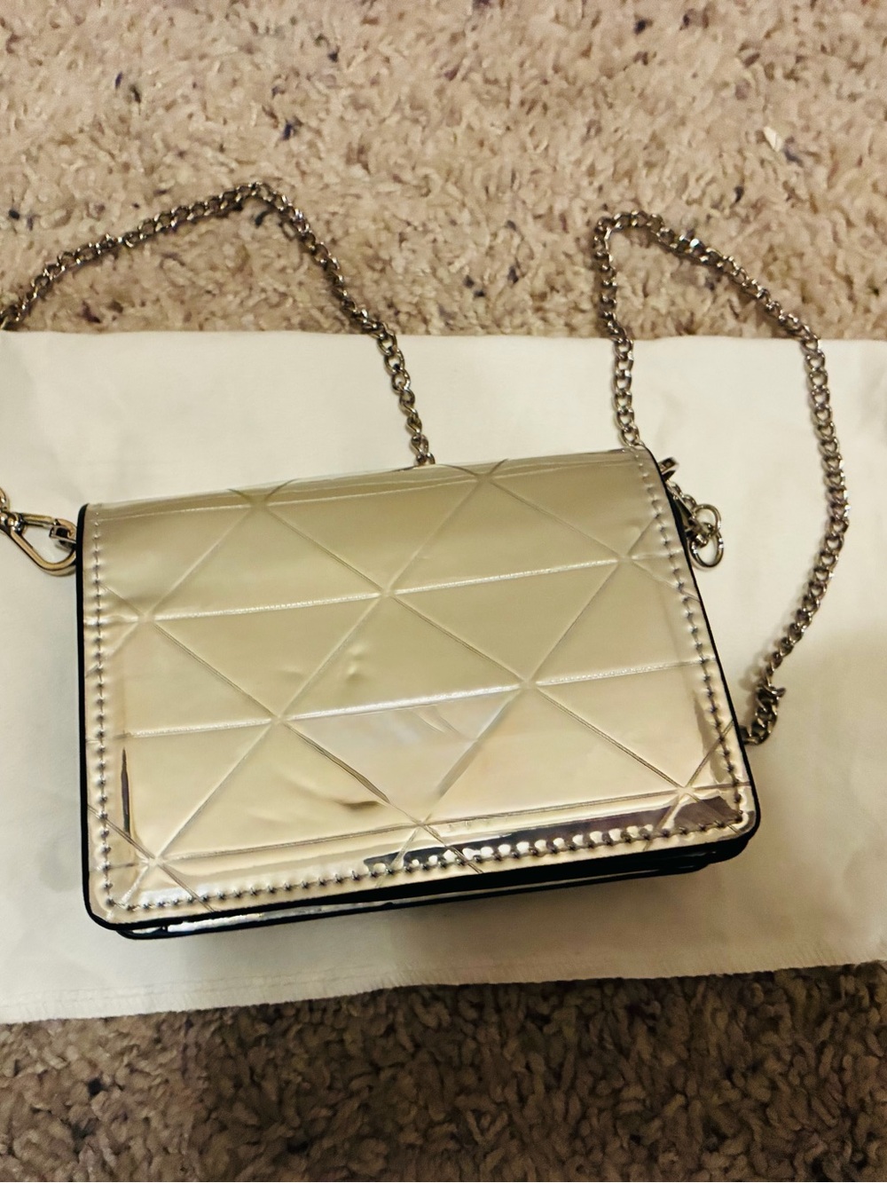 Source Unknown Metallic Quilted Crossbody Bag - Silver